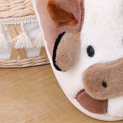 Cow Open Linen Slippers For Girls At Home